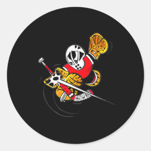 Små räddningar Cartoon Hockey Målvakt Action Rädda Runt Klistermärke