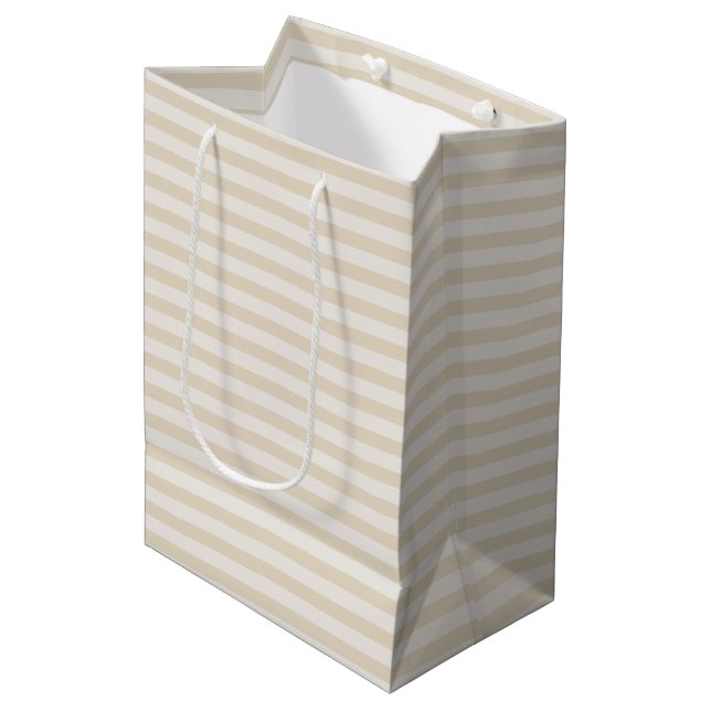 Små Rand Beige Ivory Elegant Medium Gift Bag (Framsidan Vinklad)
