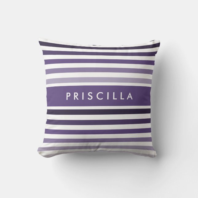 Små, rand Mönster med Namn i Lila Kudde (Framsida)