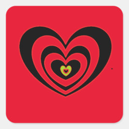 Små röda fyrkantsfärer med röda svarta hörn fyrkantigt klistermärke