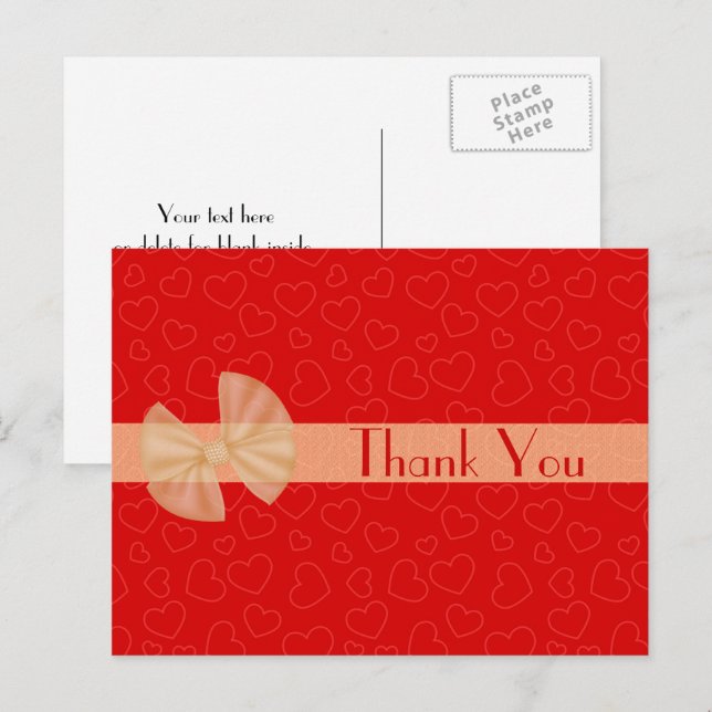 Små röda hjärtan Tacksamt vykort (Fram/baksida)