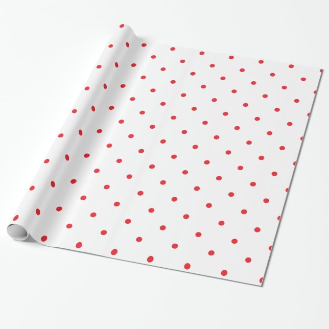 Små röda Polkadots Presentpapper (Utrullad)