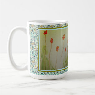 Små röda vildblommor kaffemugg