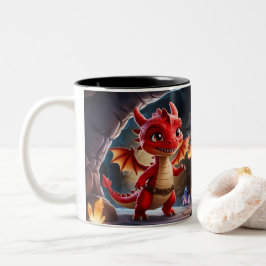 Små rödskalade drakmer Mugg - mytisk Fantasy Dri