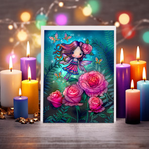 Små Rosa Ängsälvor i Molly Harrisons fantasikonst Kort
