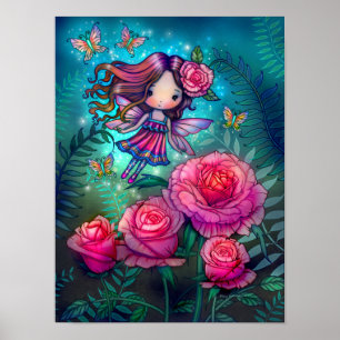 Små Rosa Ängsälvor i Molly Harrisons fantasikonst Poster