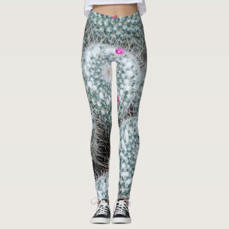 Små Rosa Flowers Cactus Plants Leggings
