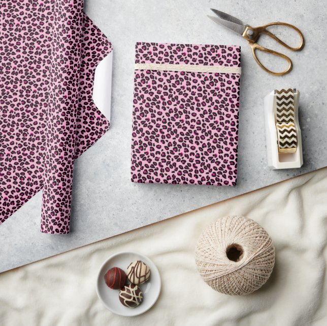 Små rosa leopardfläckar djurtrycksmönster presentpapper (Hantverk)