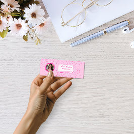 Små Rosa- och White Hearts Kärlek-kuponger med fot Mini Visitkort