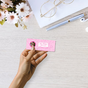 Små Rosa- och White Hearts Kärlek-kuponger med fot Mini Visitkort