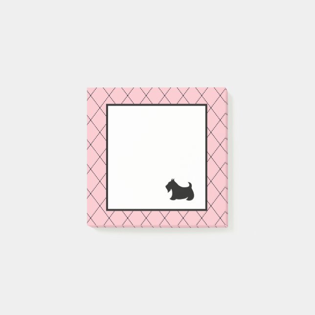 Små rosa skotska terrier post-it-lappar post-it block (Framsida)