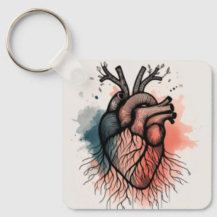 Små rötter: Heart & Träd Nyckelring