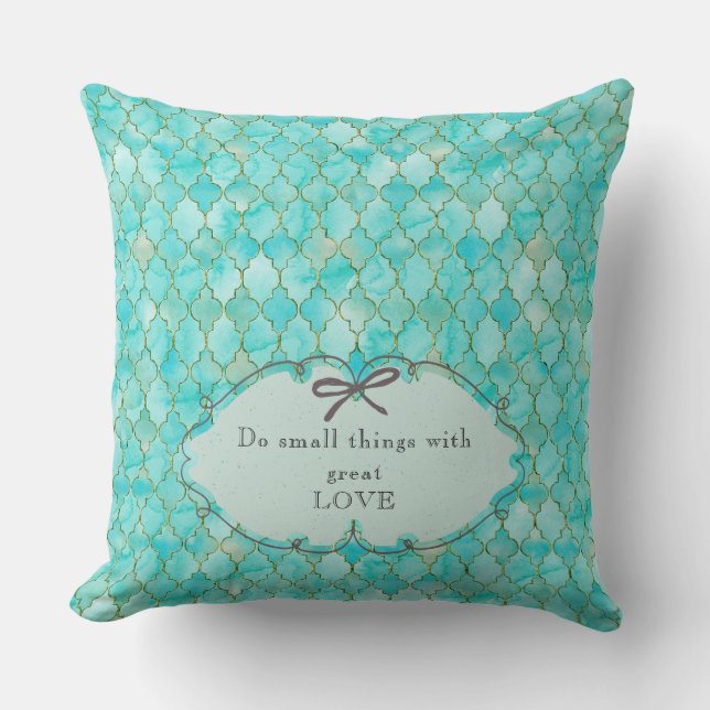 Små sak med underbara kärlek-Marocco aqua guld Kudde (Framsida)