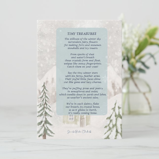 Små salter med snöstuga vintern tack kort (Stående Fram)