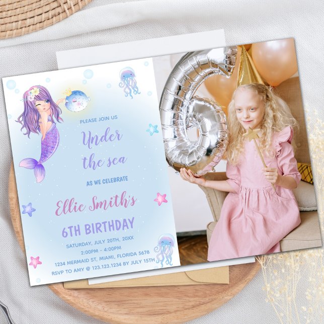 Små Sjöjungfruar med foto Inbjudningar (Little Mermaid Cards with photo)