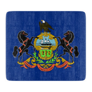 Små skärskivor av glas med Pennsylvania flagga