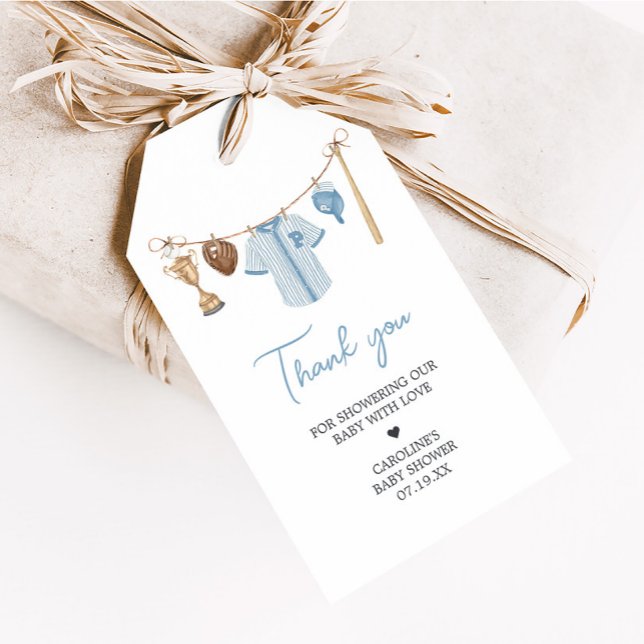 Små Slugger Baseboll Baby Shower Favor Märken Presentetikett (Baseball Little Slugger Baby Shower Favor Tags)