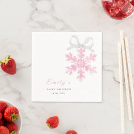 Små Snöflinga Rosa Baby Shower Servetter
