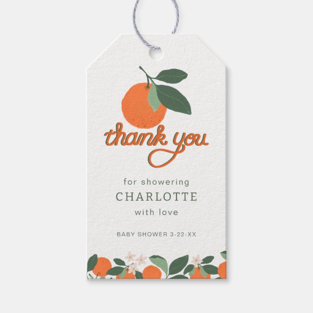 Små söta babyfirande tack-gåva-etiketter presentetikett (Framsidan)