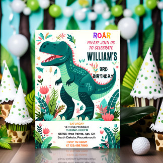 små söta pojkar T 3 rex 3 födelsedagar Inbjudningar