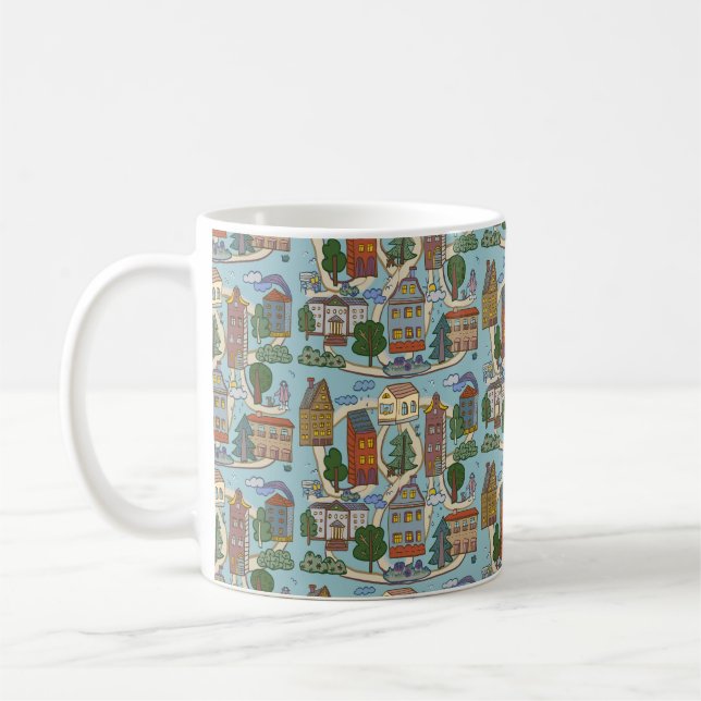 små stadshus mönster  kaffemugg (Vänster)