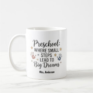 Små steg leder till stora drömmar Personligt namn Kaffemugg