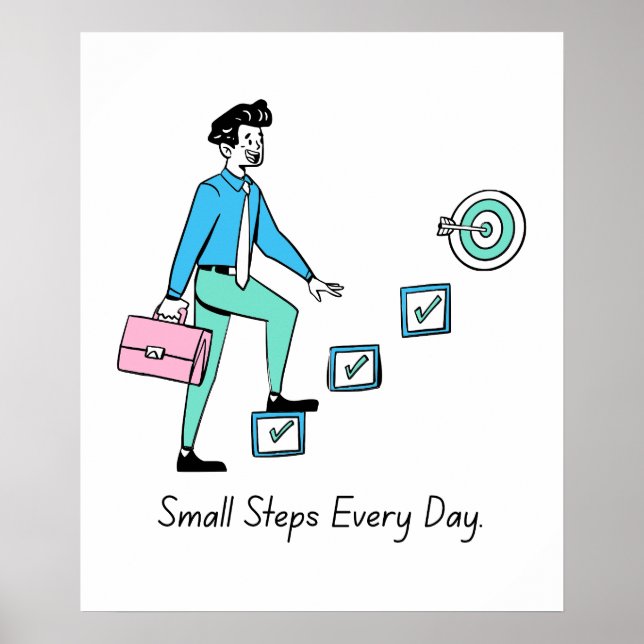 Små steg varje dag - Motiverande Poster (Framsidan)