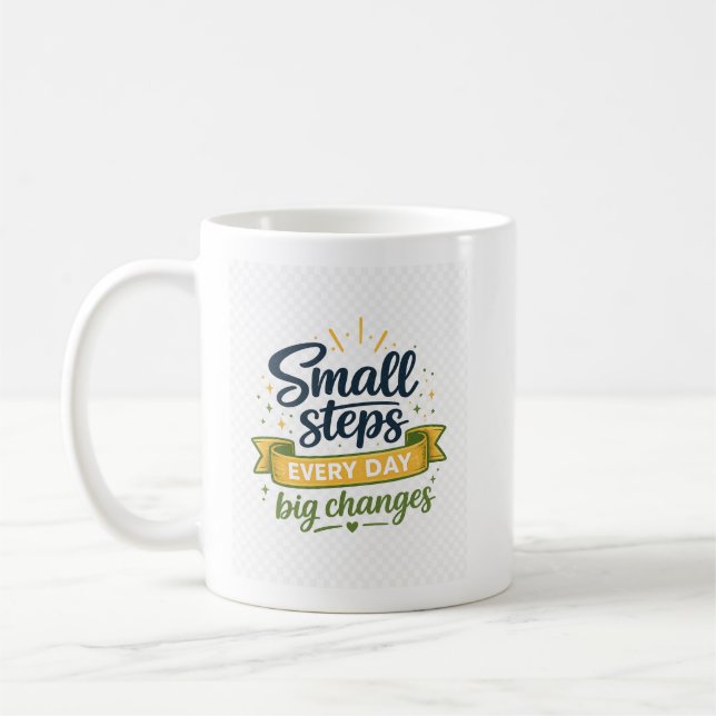 Små Steg Varje Dag Stora Förändringar Typografi Kaffemugg (Vänster)