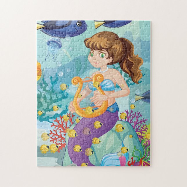 Små strandtempuzzel med sjöjungfru pussel (Vertikal)