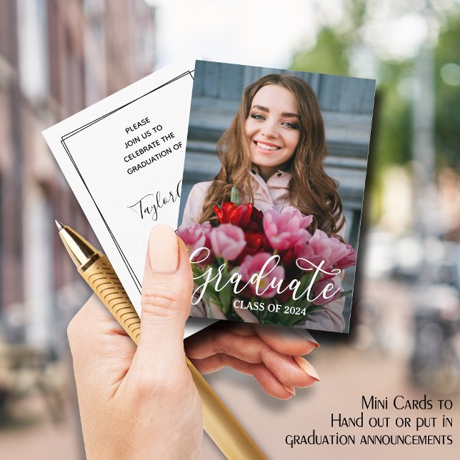 SMÅ Studentkort för foto Tilläggskort (Small 3.5" x 2.5" graduation party cards to hand out or include in your graduation announcements.)