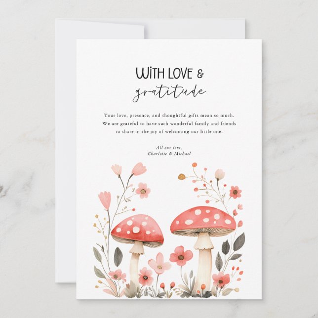 Små Svampar Vildblomma Baby Shower Tacksamhet Inbjudningar (Framsida)