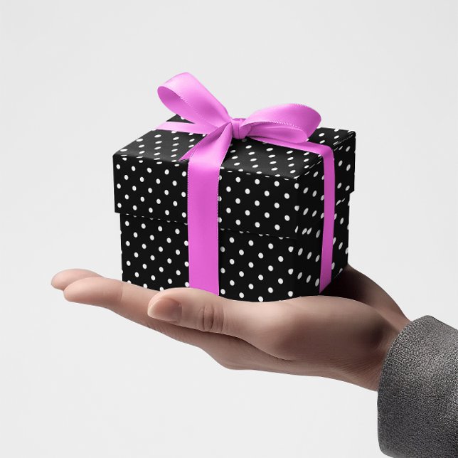Små svarta och vita prickar presentpapper (Black and White Polka Dot Wrapping Paper)