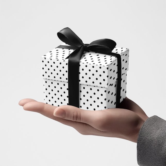 Små Svarta Prickar Presentpapper (Black Polka Polka Dots Wrapping Paper)