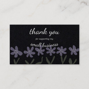 Små tack för att du korsade svart och blommor visitkort