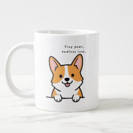 Små tassarna, oändlig kärlek. | Söt Corgi-illustra Jumbo Mugg