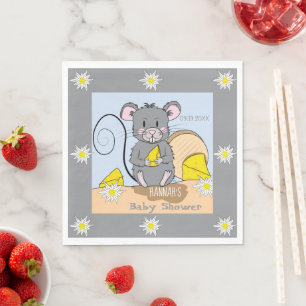 Små tecknade mus Edelweiss Baby Shower servetter