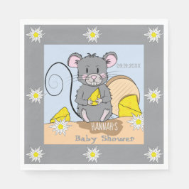 Små tecknade mus Edelweiss Baby Shower servetter