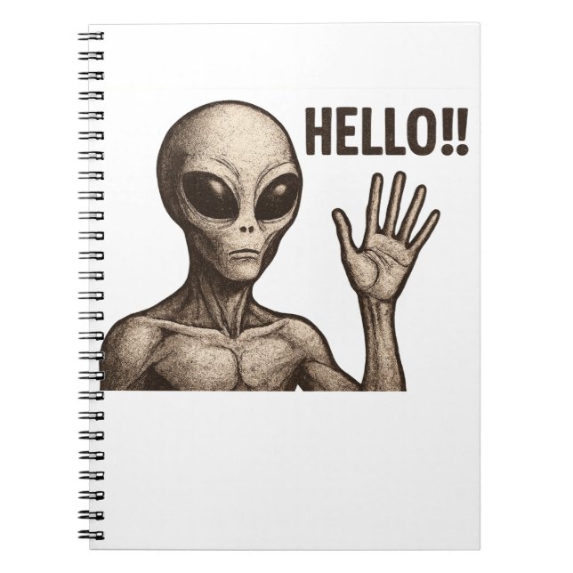 Små träffar: Alien Hälsning Anteckningsbok (Framsidan)
