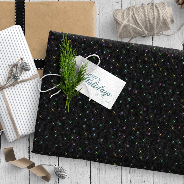 Små Twinkling Stars på Black ID878 Presentpapper (Skapare uppladdad)