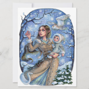Små underverk Elf Baby Fantasy Snö Art Card