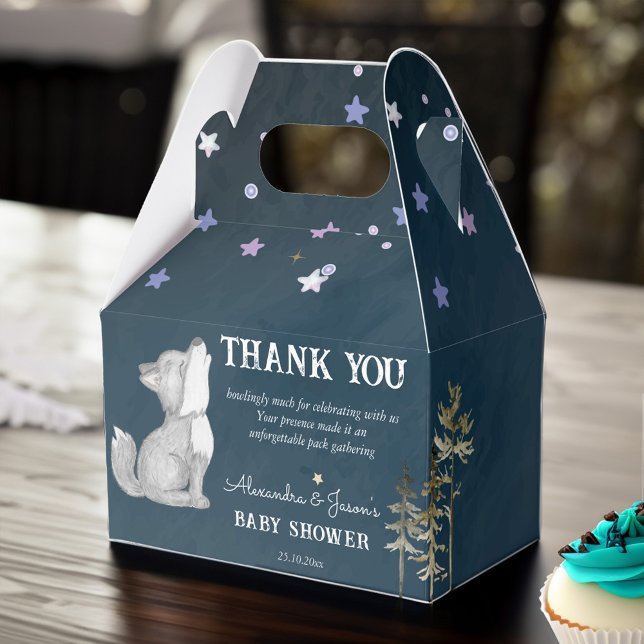 Små varger för temat babydusch presentaskar (Little wolf themed baby shower favors personalized favor box cute howling wolf cub new pack memeber)