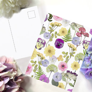 Små vilda blommor baby shower tema vykort
