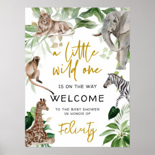 Små vilder ett safari-djur, babyskor Välkomna Poster