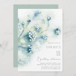 Små vita blommor födelsedag oavsett ålder inbjudningar