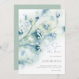 Små vita blommor sparar datumet inbjudningar