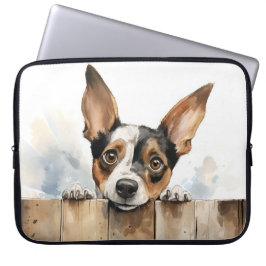 SMÅ VITA OCH BÄSTA HUND ÖVER FENCE LAPTOP FODRAL