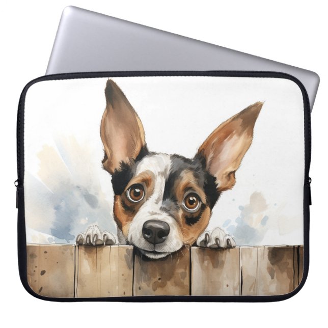 SMÅ VITA OCH BÄSTA HUND ÖVER FENCE LAPTOP FODRAL (Framsidan)