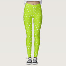 Små vita prickar på limegröna leggings