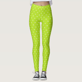 Små vita prickar på limegröna leggings