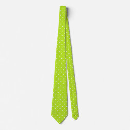 Små vita prickar på neon limegrön slips